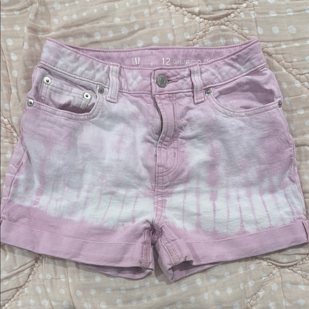 GAP Pink and White Jean Shorts Tie-Dye Summer Style